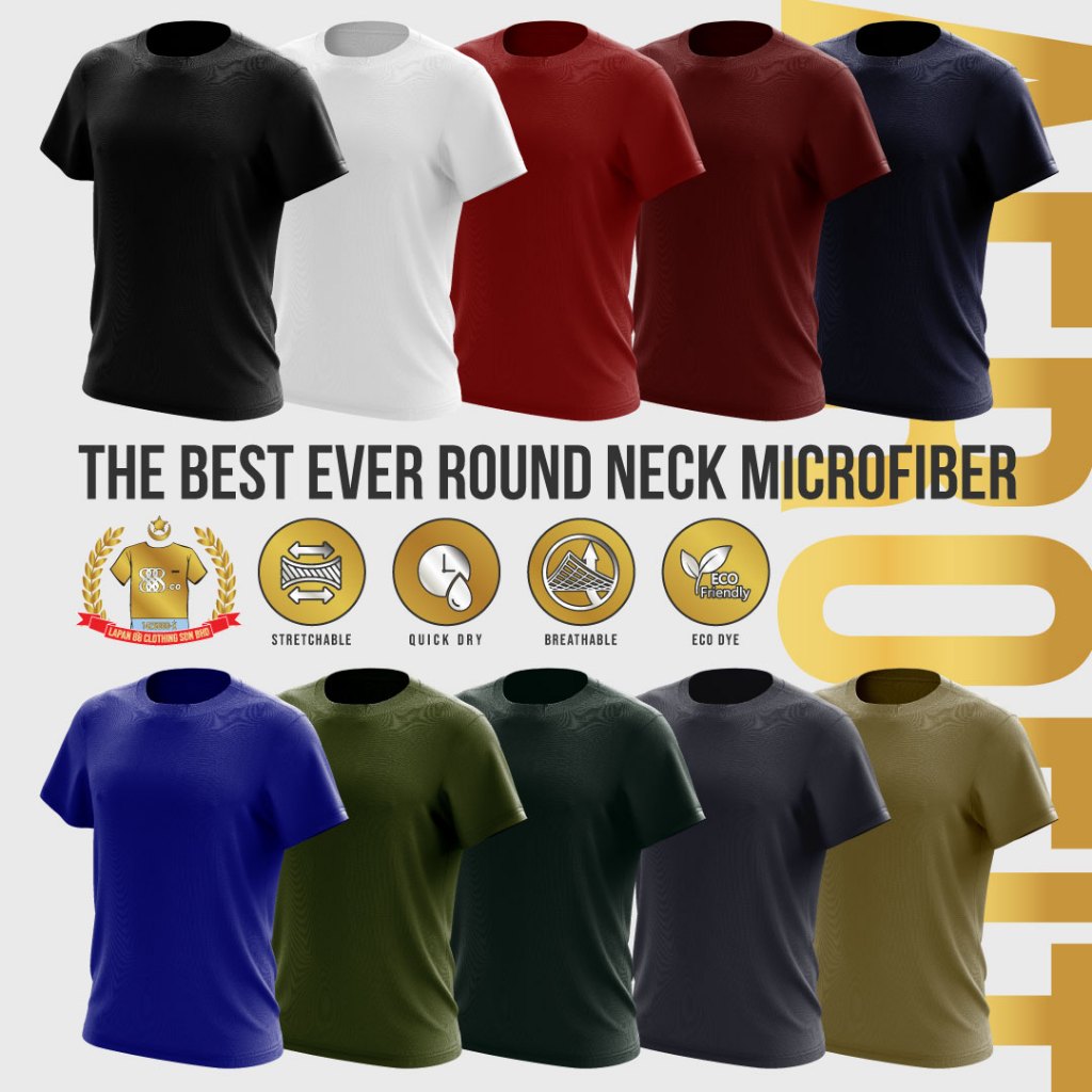 888.CO Unisex Adult The Best Ever Round Neck Plain Microfiber T-Shirt Jersey T Shirt (Anti-Bacteria) Mixed Color 1