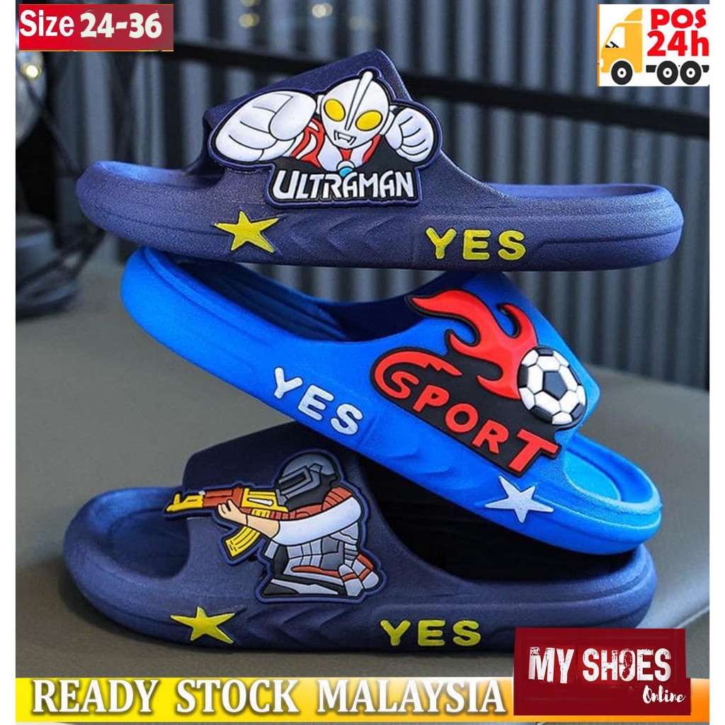 READY STORE Seliper Ultraman /Cute Budak lelaki Flip-Flops Slippers | Sandal Budak Anti-slip| Kids shoes 24-35
