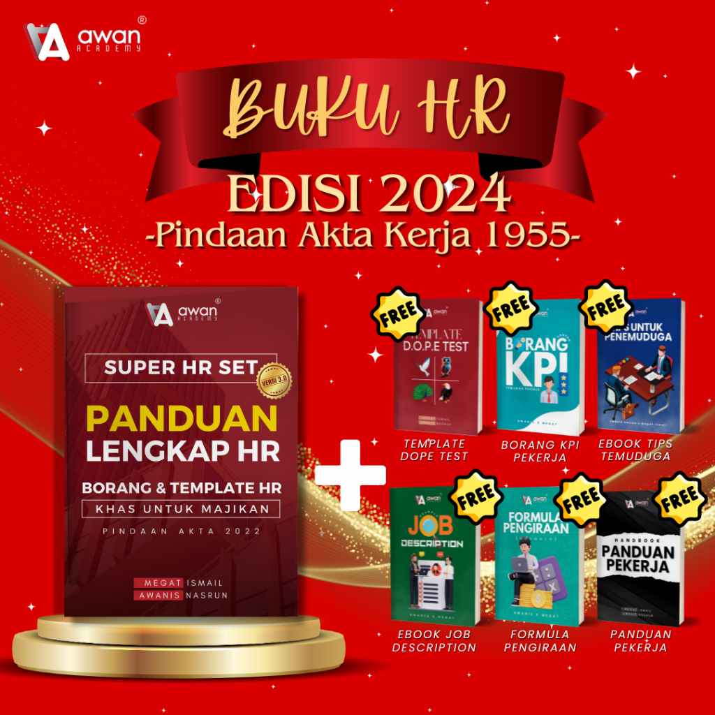 [PAKEJ BASIC TANPA TEMPLATE EDITABLE ] BUKU HR 2024 (TELAH UPDATE MENGIKUT PINDAAN AKTA KERJA 2024)