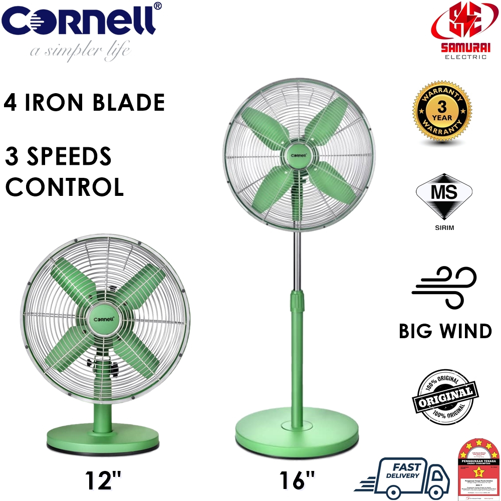Cornell Metal Fan Blade 12" Table Fan CCF1210CP/ Stand Fan 16" CCF1610CP With 3 Years Warranty