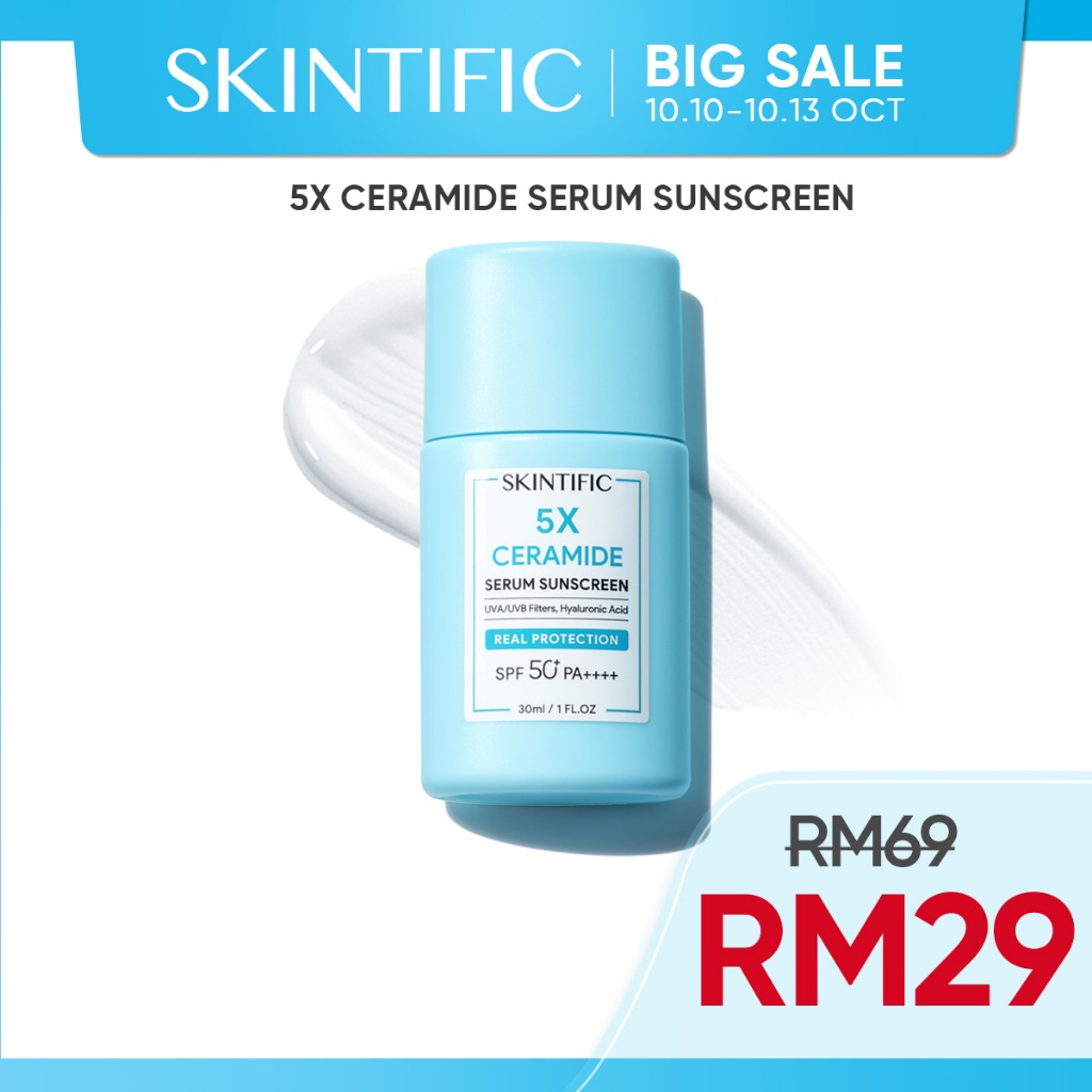 SKINTIFIC Sunscreen 5x Ceramide Serum Sunscreen Stick SPF50 PA++++ Skincare Sunscreen Skin Barrier (30ml)