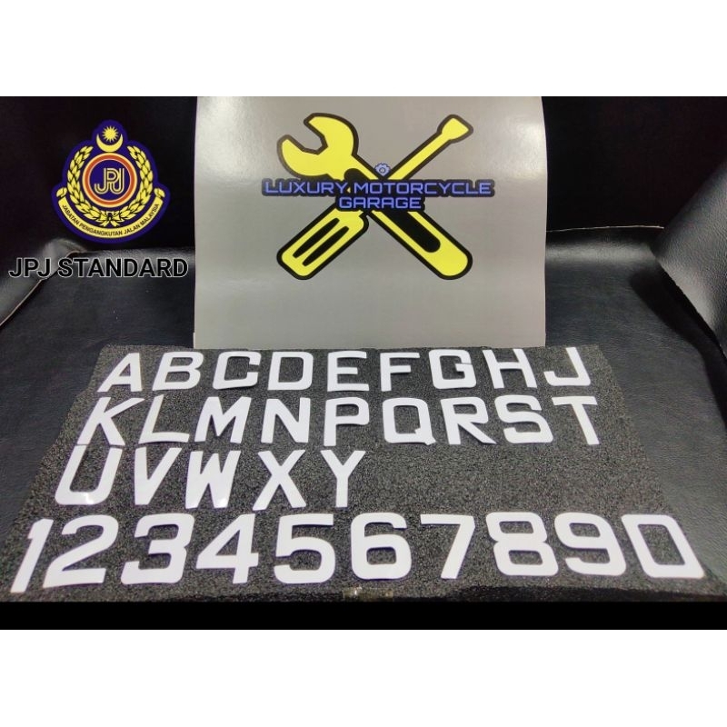 STICKER NUMBER PLATE MOTORCYCLE ️ A~Y 1~0 JPJ STANDARD AND GOOD QUALITY.