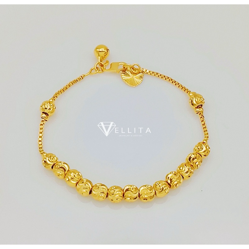 [VJ]Cop916 Bracelet "Box - Beads" Bracelet 999.9 Gold Plated L:18cm