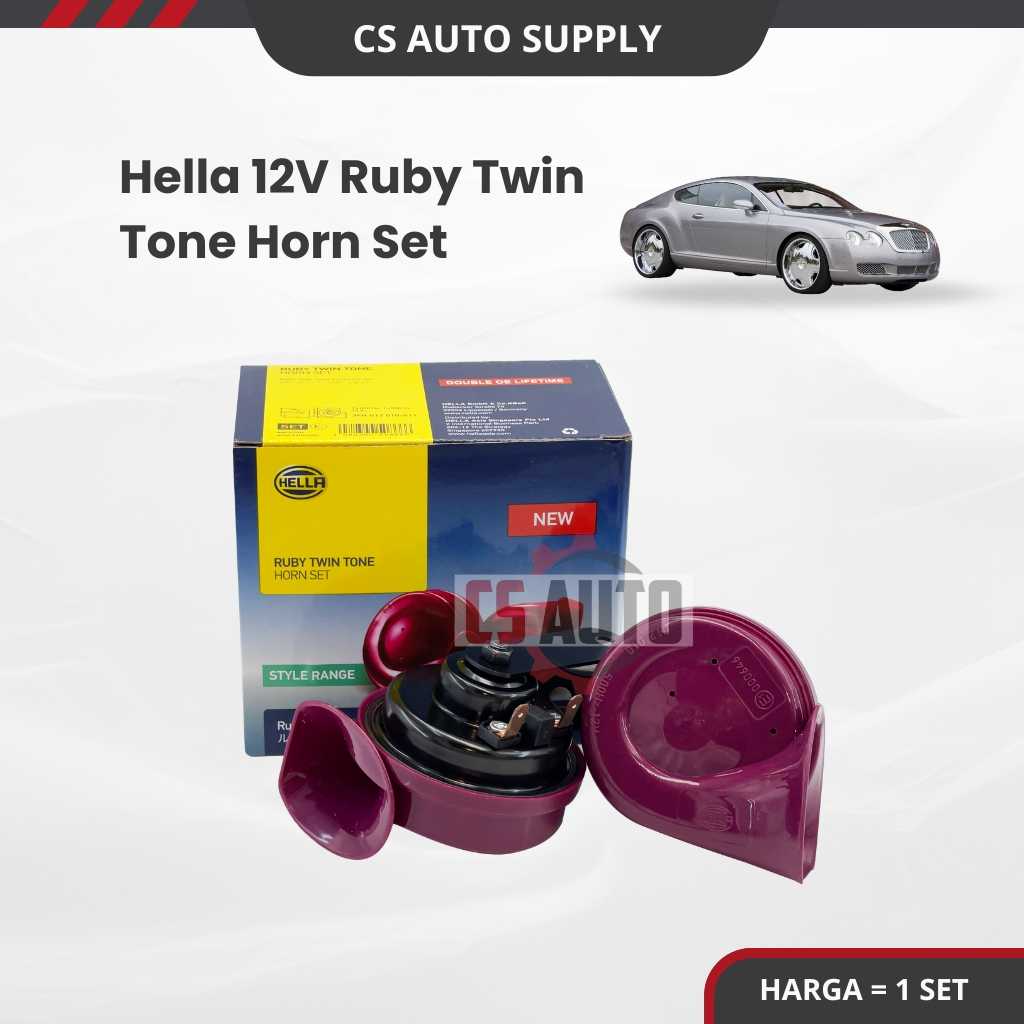 CS 2pcs x HELLA Snail Horn Ruby Horn Disc Horn 12V Electric Horn 100% Genuine Hon Kuat Giler Siput Kereta Motor (2pcs)