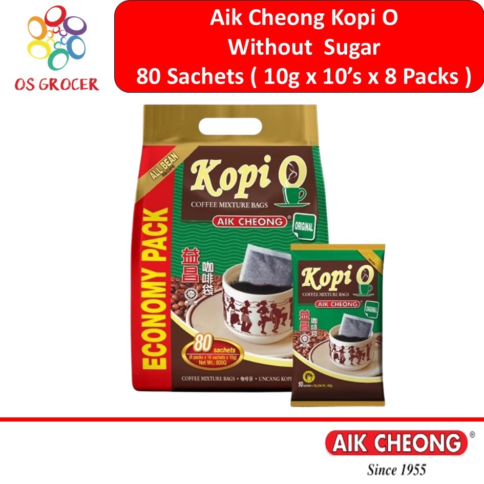 Aik Cheong Kopi O 80 Sachets ( 8 Packs x 10 Sachets x 10g)