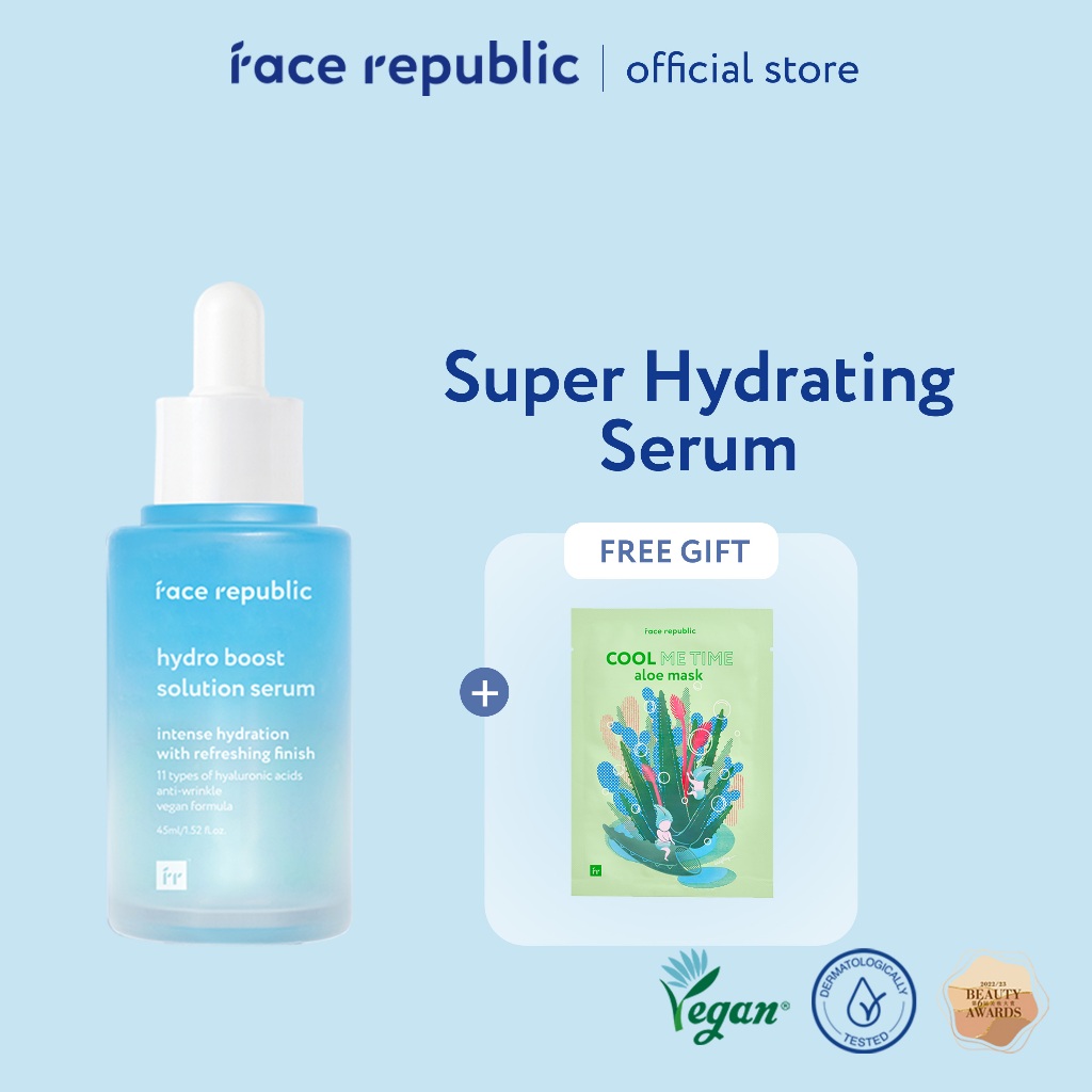 Face Republic Hydro Boost Solution Serum 45ml [All Skin Types, Dry, Hydrating, Smooth, Hyaluronic Acids, Vegan]