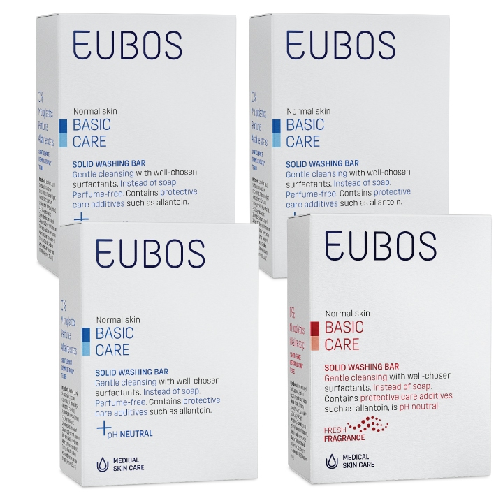 Eubos Basic Care Solid Washing Bar Blue/Unperfumed + Solid Washing Bar Red/Perfumed