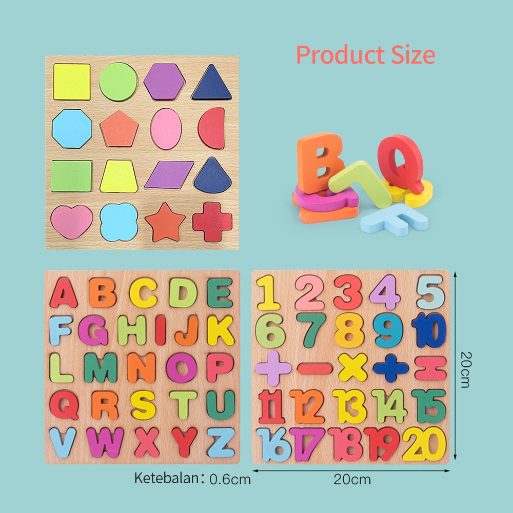 Kids Baby Wooden Educational Jigsaw Puzzle Kids Early Education Puzzle Toys Number Shape Alphabet Wood Puzzle