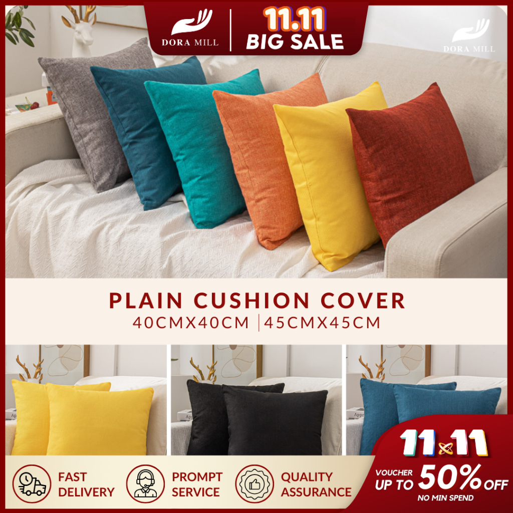 DORAMILL Plain Colour Cushion Cover | Square Throw Pillow Case / Sofa Cushion Cover Sarung Kusyen Home Decor BZ#3