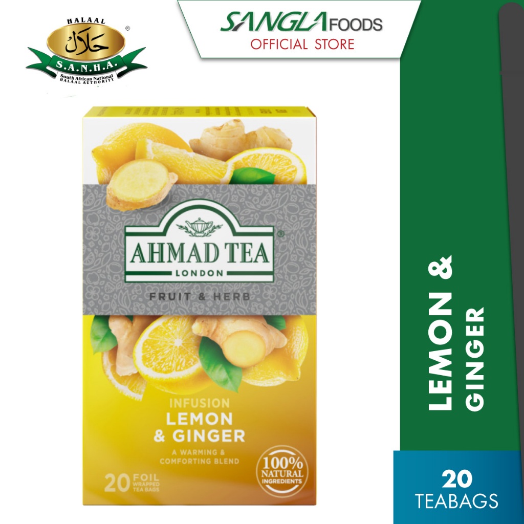 Ahmad Tea Lemon & Ginger (20 Teabags) Halal Certified