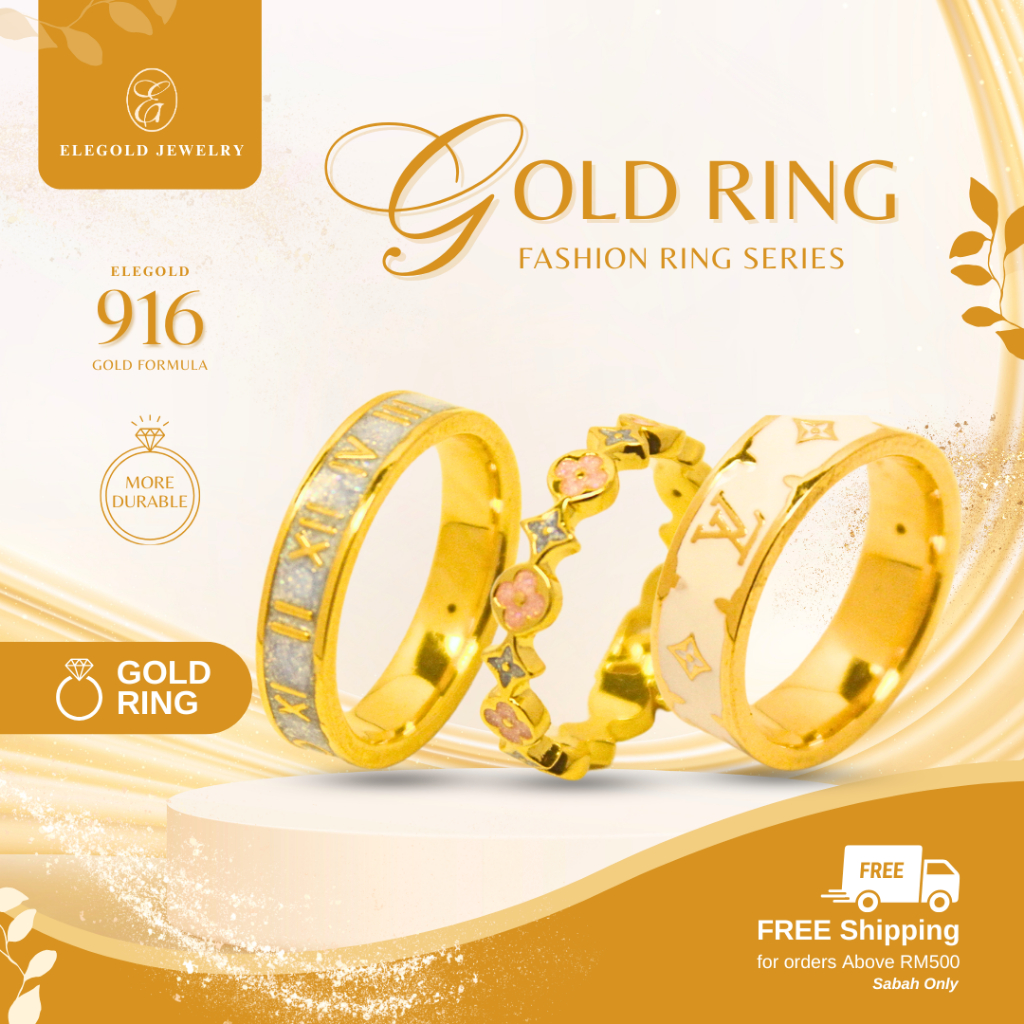 916 Luxury Mix Hallow Trendy Enamel Fashion Gold Ring | Hallow Bajet | Elegold