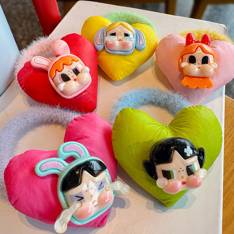 Pop MART CRYBABY Cute Cartoon Character Love Plush Hair Rope Crying Baby Hair Rope Cute High Ponytail Hair Rope High