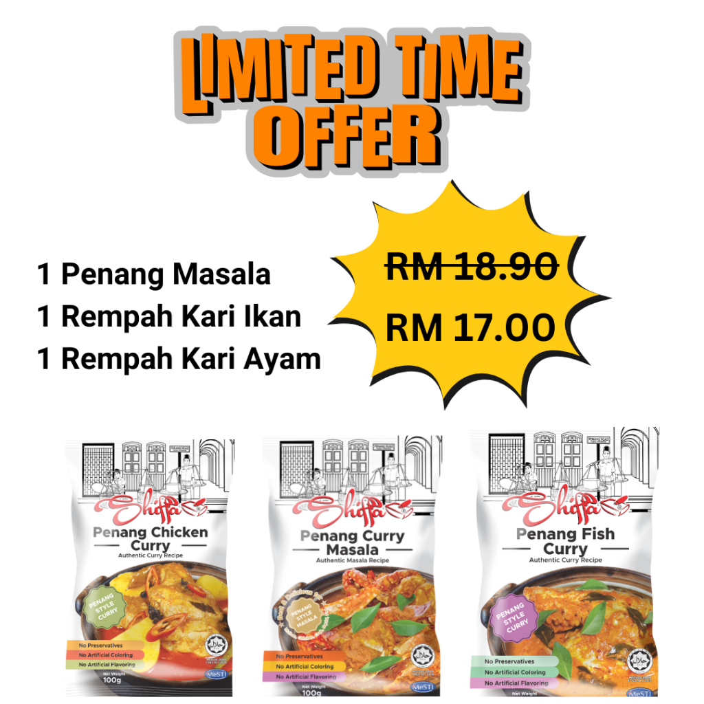 SHIFFA COMBO A : PENANG MASALA + SHIFFA KARI IKAN  + SHIFFA KARI AYAM SHIFFA