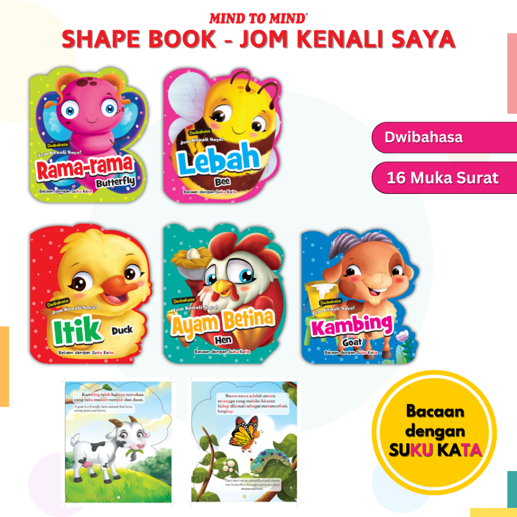 Buku Cerita Kanak-Kanak Jom Kenali Saya Dwibahasa Shape Book