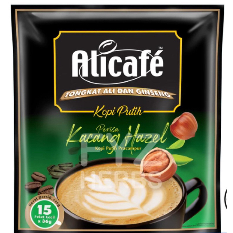 Alicafe Tongkat Ali & Ginseng Kopi Putih Perisa Kacang Hazel 540g (36g x 15s)