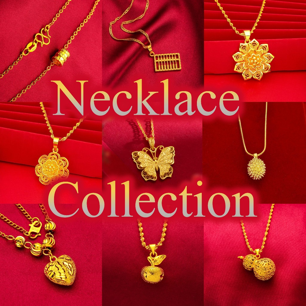 Rantai Leher Reka Bentuk Tangan Emas Vietnam - Handcrafted Vietnamese Gold Necklace with High Quality Kalung