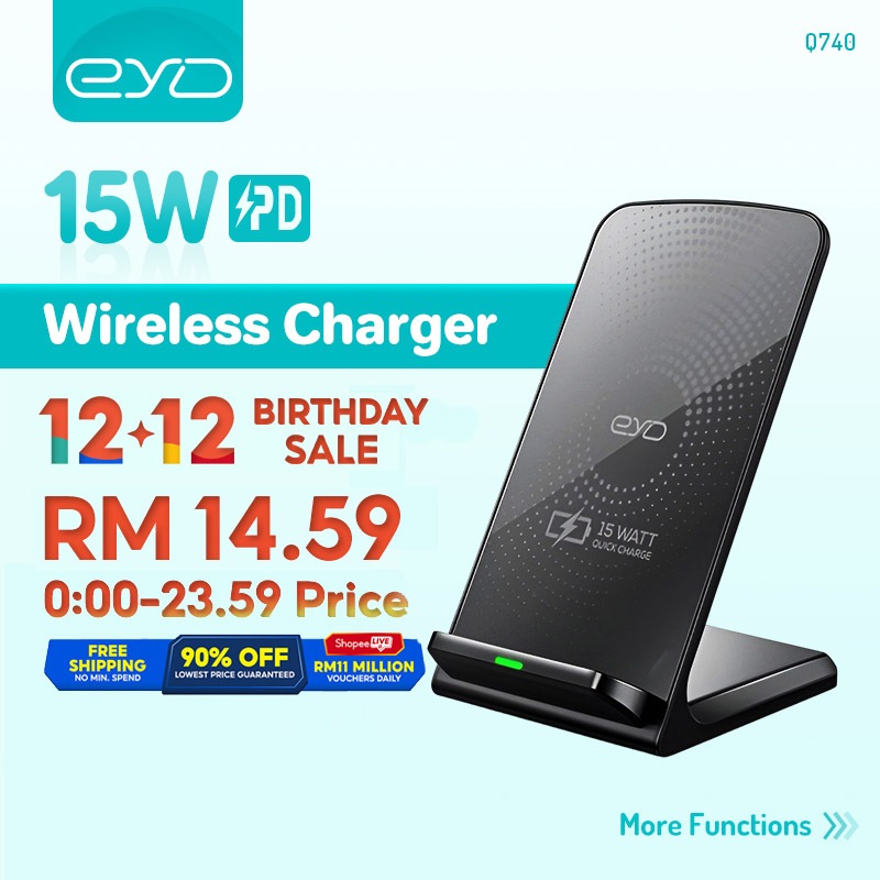 EYD 15W Qi Wireless Charger Stand Fast Charging Dock Station