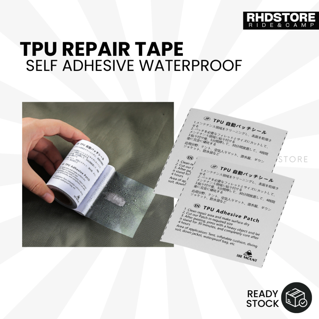 Emergency Repair Tape TPU Diy Camping Outdoor Waterproof Patch Tampal Leak Bocor Puncture Pool Tent Flysheet Khemah