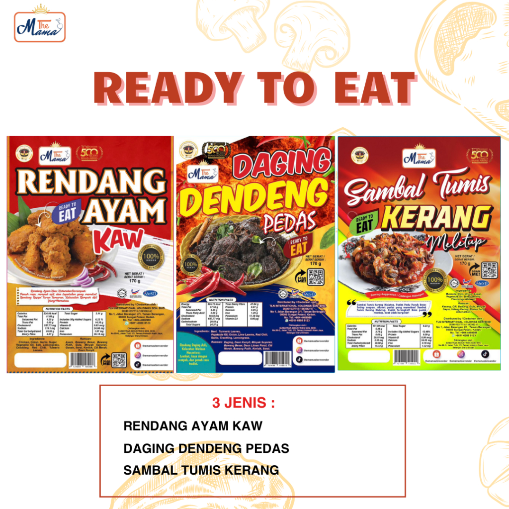 [READY TO EAT] DAGING DENDENG PEDAS, RENDANG AYAM KAW, SAMBAL TUMIS KERANG