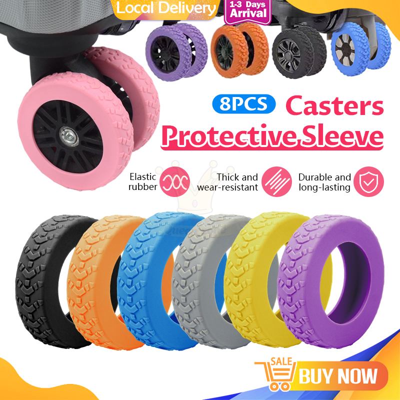 Luggage Wheel Cover 8pcs Set Silent Protective Antislip Dual Roller Suitcase Anti Scratches Roda Cover Bagasi 行李箱轮子保护套