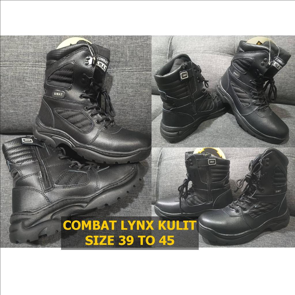 Swat Leather BootsTactical Boots Combat Boots Kasut Kulit SWAT