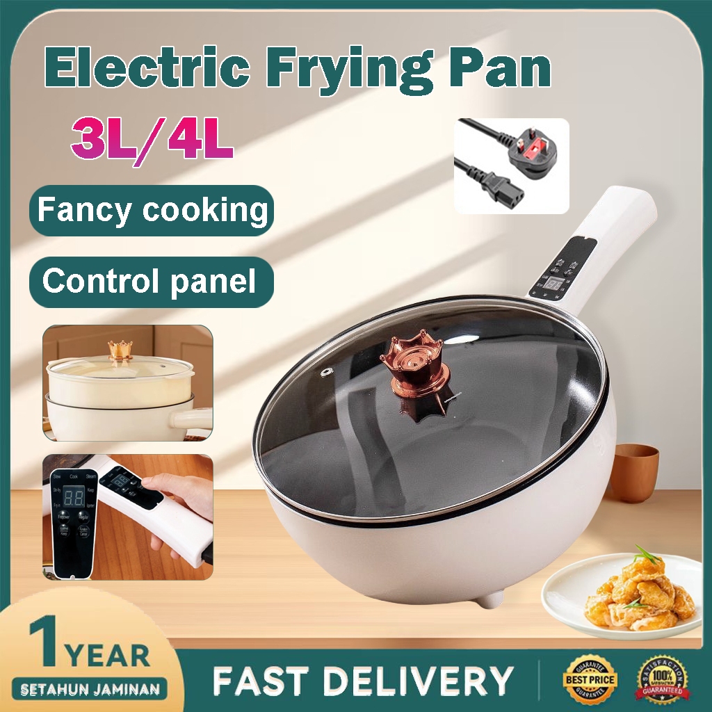 Electric cooker wok electric Frying Pan 4L Smart Multifunctional Big Capacity Non-Stick With Steamer Cooking Pot