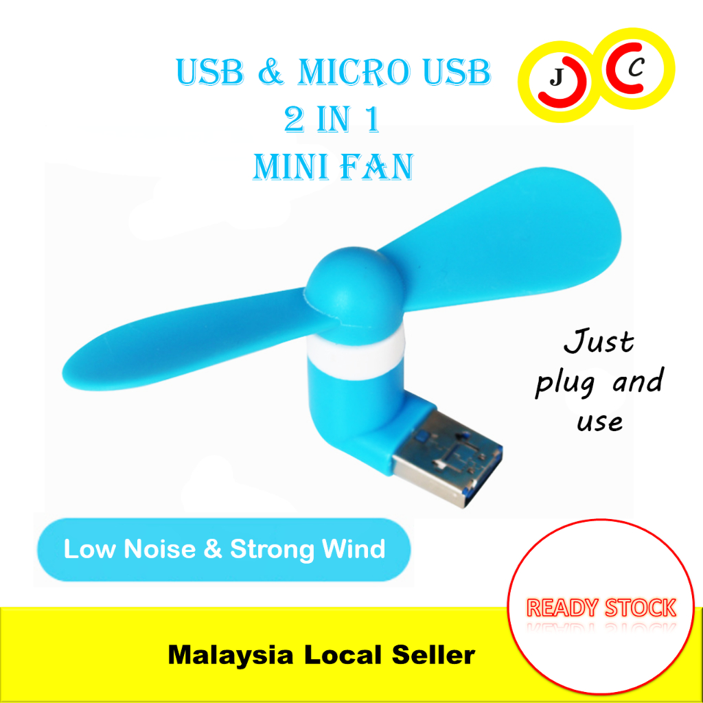 Stock Clearance USB Mini Electric Small Fan Portable 2 in 1 USB & Micro USB Android Kipas Kecil USB