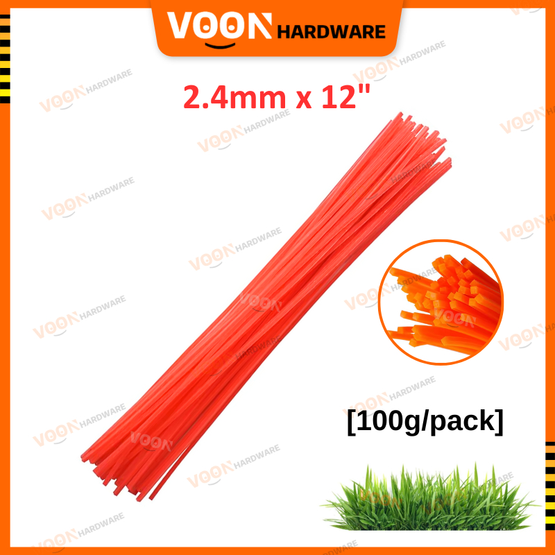 VOON 100g Grass Cutter Line 2.4mm Nylon Trimmer Line Square Brush Cutting String Cable Tie Tali Mesin Potong Rumput 割草绳