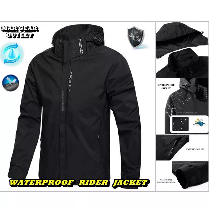 [WATERPROOF] Hoodie Boleh Tanggal Topi Water-Resistant Windbreaker Unisex Bomber Jacket EX