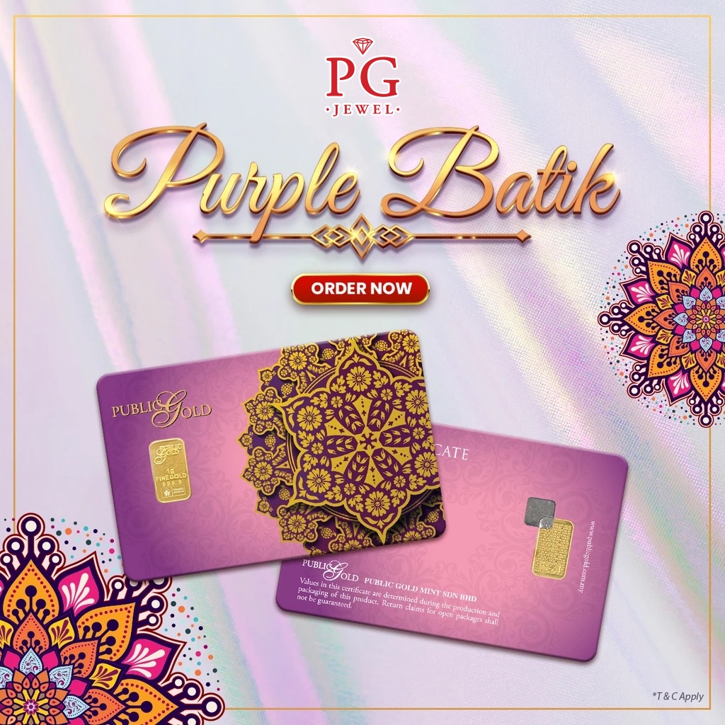 Public Gold Bullion Bar PG 1g (Au 999.9) 24K - Purple Batik