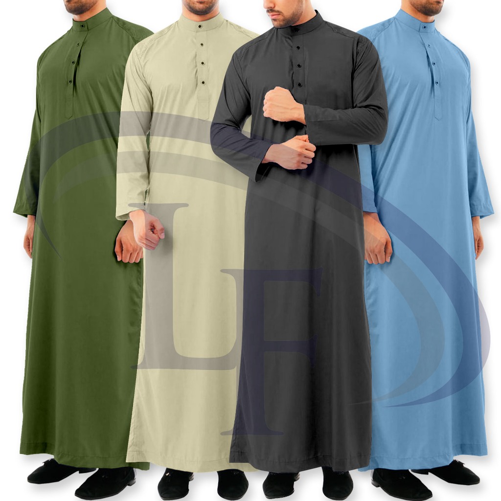 Jubah Lelaki Berkolar Men's Robe Jubah Dewasa Lengan Panjang Jubah Berpoket Jubah Islamic Raya 2025