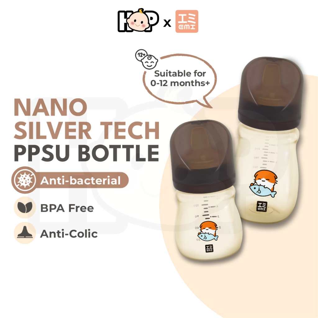 【Nano Silver Tech】EMI Botol Susu Newborn Botol Susu Baby Bottle BPA FREE Botol Susu PPSU Wide Neck