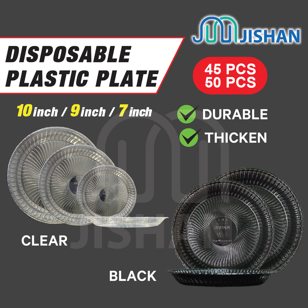 [45/50pcs] JISHAN 7"/9"/10" Disposable Plastic Plate / Kenduri Catering Party / Pinggan Plastik 塑料盘 / 一次性盘