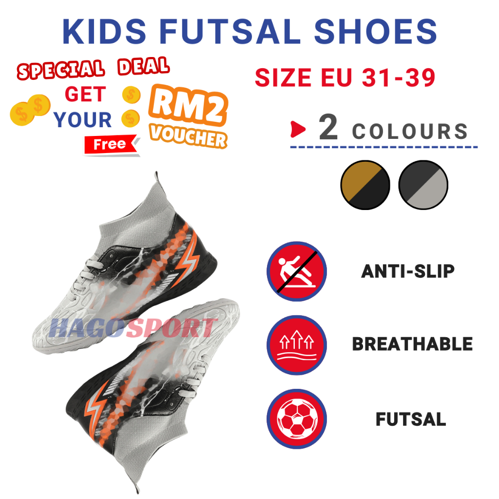 kasut bola sepak budak Unisex size 31-39 kids training football shoes sport shoes kids futsal shoes