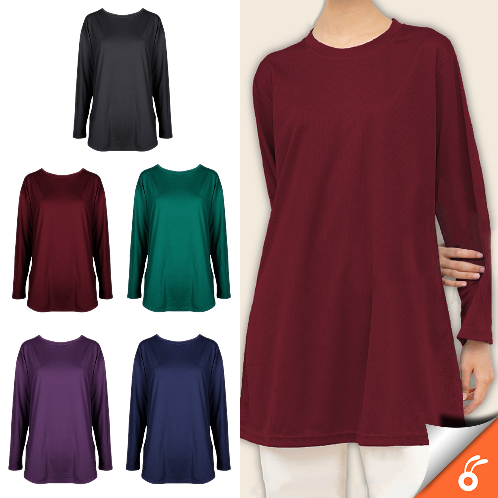 0517 CECILIA Jersi Muslimah Jersey Muslimah Plain / Baju Sukan Muslimah Microfiber Long Sleeve T-Shirt