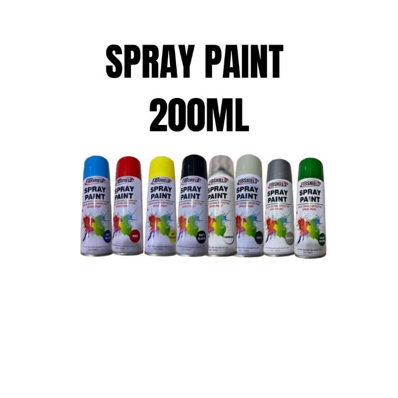 SPRAY PAINT 200ML Cat Spray MATT BLACK WHITE SKY BLUE RED YELLOW GREEN GREY HITAM PUTIH BIRU MERAH HIJAU KUNING