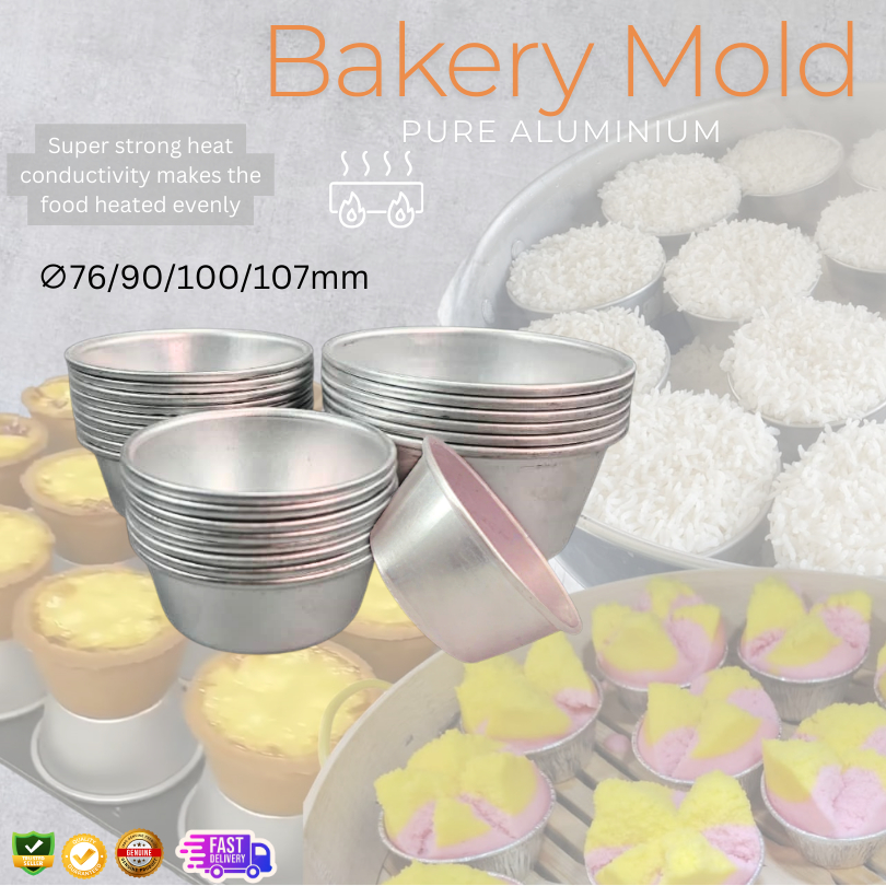 ALUMINIUM EGG TART MOULD/STEAM CAKE /KUKUS NASI BEKAS/BAKERY/ACUAN KUIH/PASTRY MOLD/CUP CAKE/PUDDING CUP/76/90/100/107mm