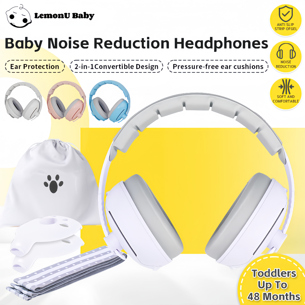 LemonU Baby Earmuffs 2In1 Meningkatkan Earmuff Bukti Bunyi Untuk Perlindungan Pendengaran Telinga Bayi