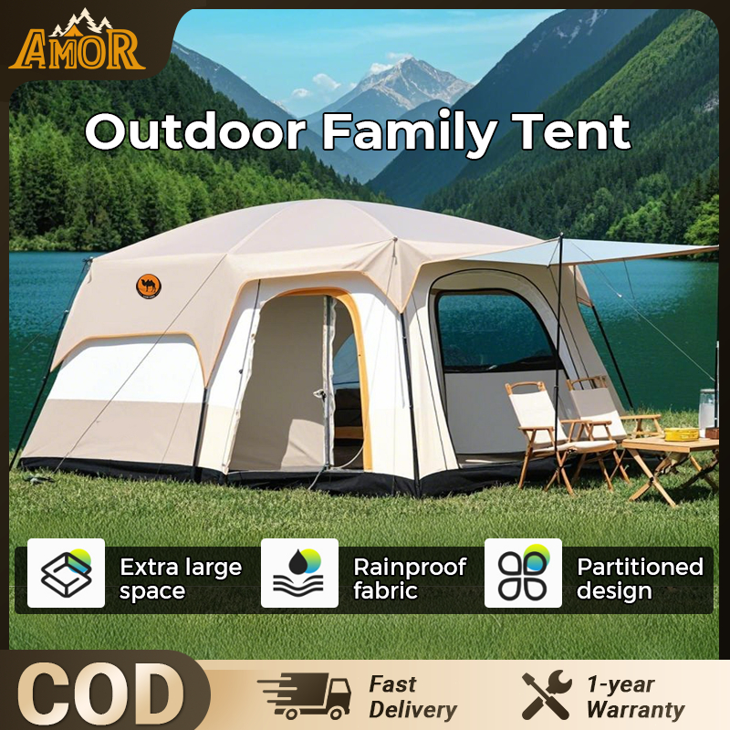 🔥Ready Stock🔥khemah unta Camel Tent 8-12 person 2 Rooms large beser khemah Camping Portable Family Tents Outdoor Hiking
