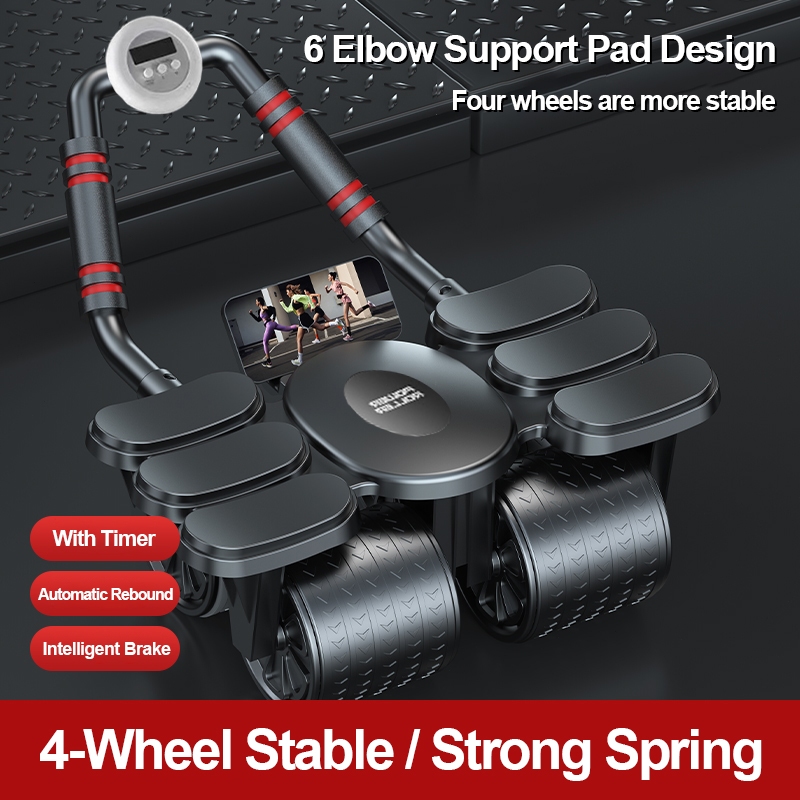 AB Wheel Roller Sokongan Siku Pro Auto-Rebound Plank Core Trainer Alat Latihan Otot Perut Abdominal Muscle