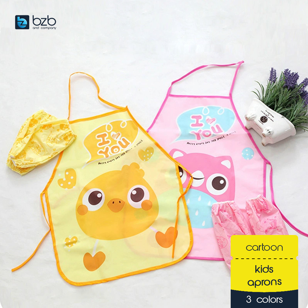 Cute Cartoon Kids Apron Painting Gardening Cooking Art Crafting Children Arm Sleeve Aprons 围裙
