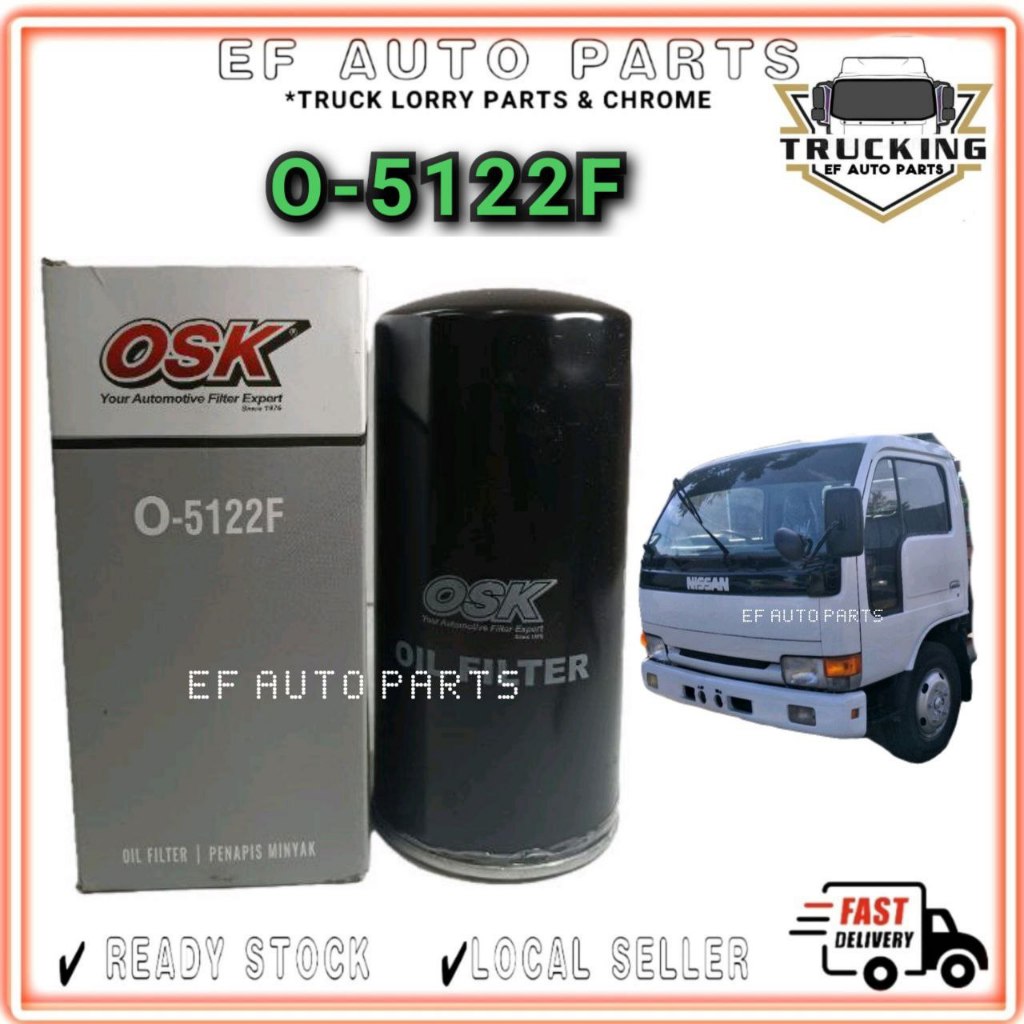 OSK O-5122F NISSAN YU41 OIL FILTER LORRY LORI PENAPIS MINYAK 1TON 3TON EF AUTO PARTS