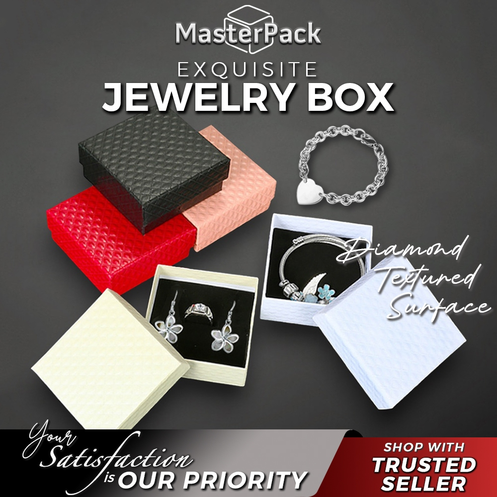 Quality Jewelry box Rings Earrings Kotak cincin emas 916 Bracelet Necklaces Jewellery box with sponge Keychain box