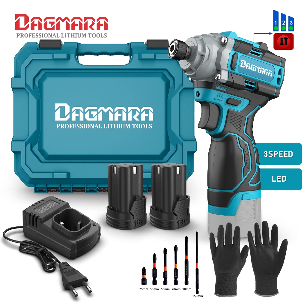 DAGMARA DID01-18V Cordless Impact Driver Kit Lithium-Ion Brushless