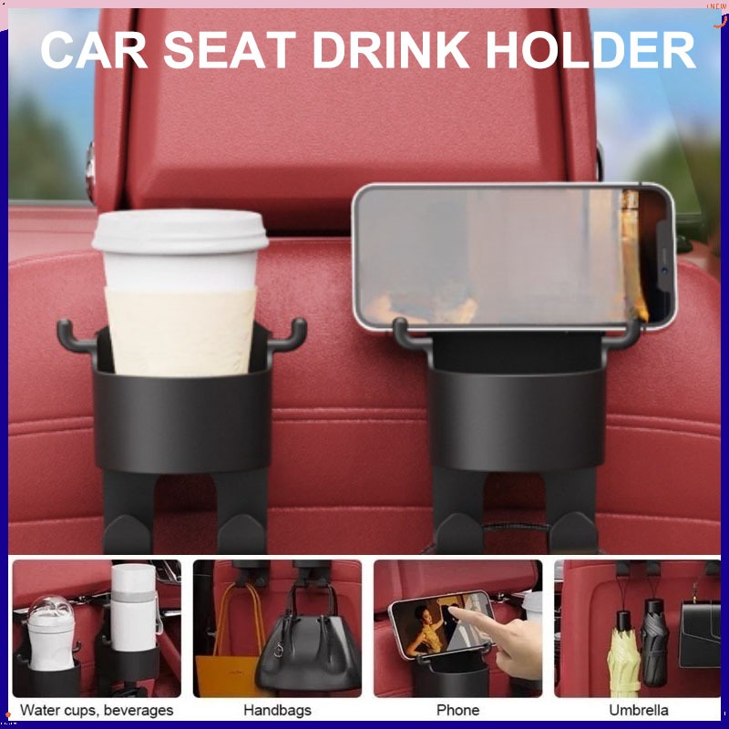 1pc Car Seat Drink Holder Car Seat Back Water Cup Holder with Hook Car Headrest Storage Organizer Car Hanger Hook