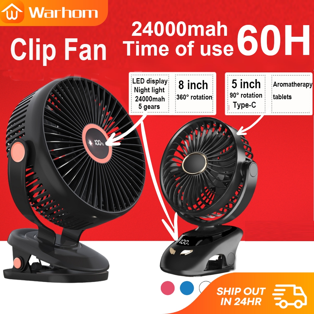 720° Spin Kipas USB Clip Cooling Fan Quiet Rechargeable Desktop Table Fan USB Fan Portable Outdoor Office Kitchen Fan 風扇
