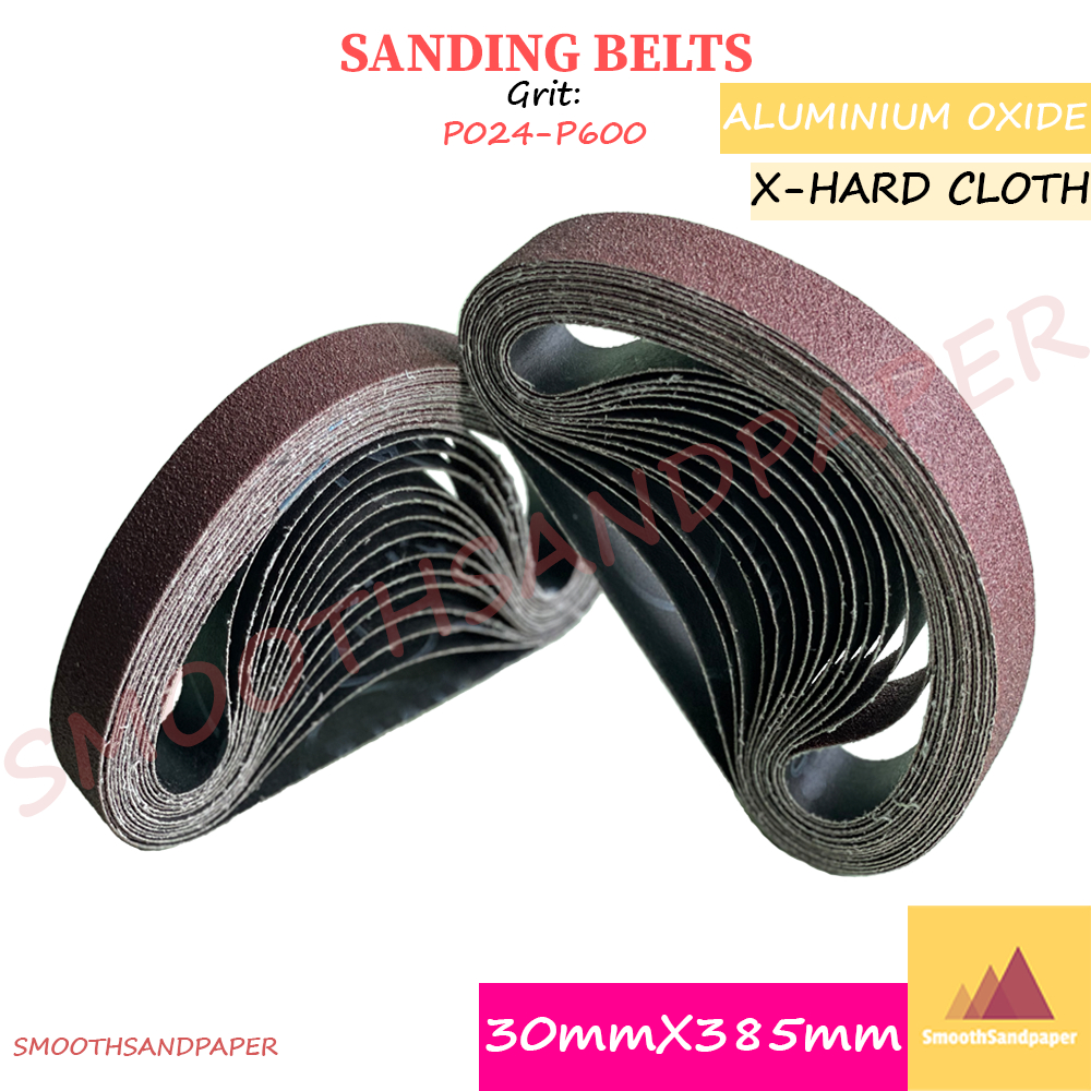 30X385mm X-Hard Cloth Sanding Belts / Aluminium Oxide 气动小砂带金属抛光打磨 硬布氧化铝红砂带 image 3