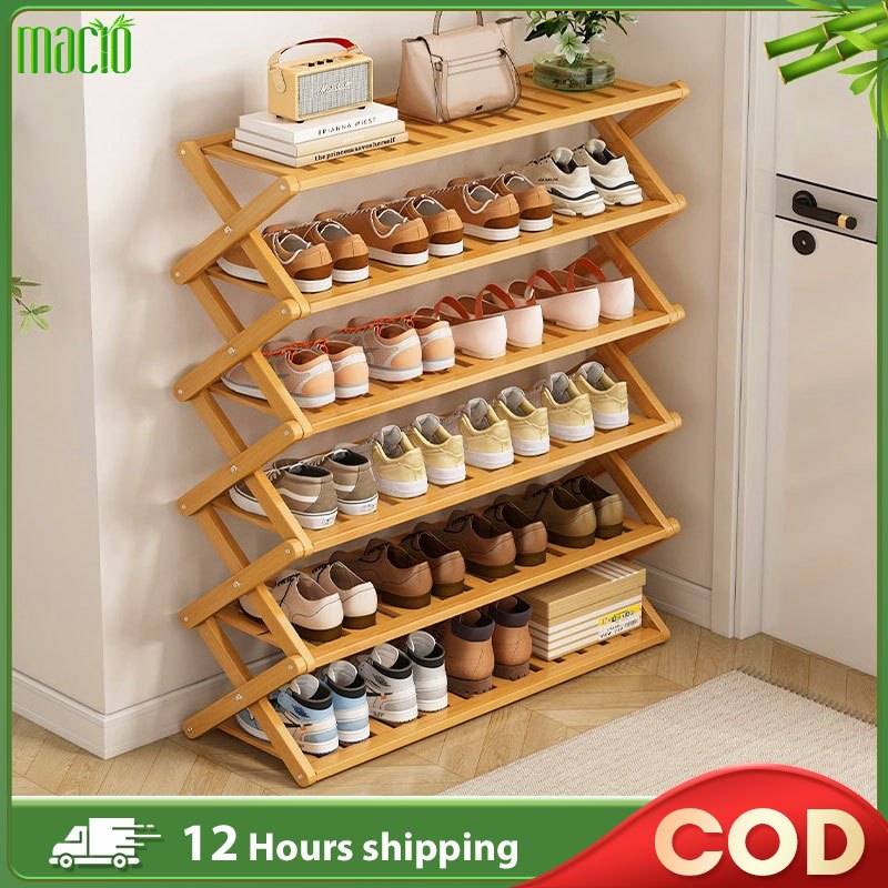 Hot Sales Bamboo Shoe Rack Rak Kasut Kayu 3/4/5/6 Layers Rak Kasut Murah Shoes Rack 鞋架