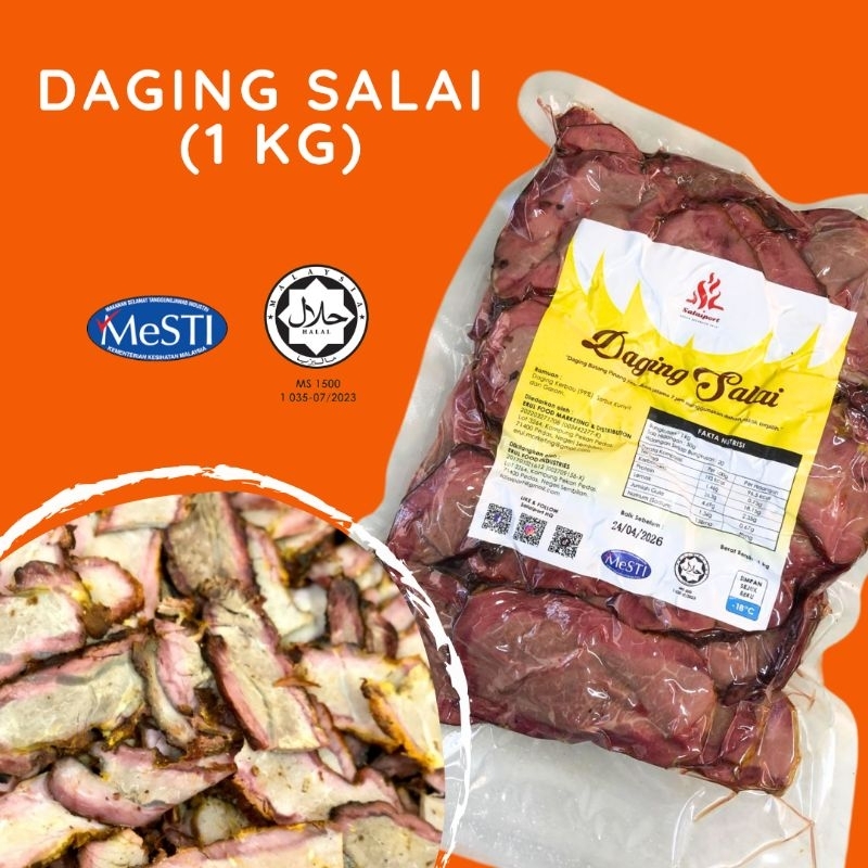 DIJAMIN HALAL JAKIM! Salaiport - Daging Salai 1kg (SMOKED MEAT 1KG)