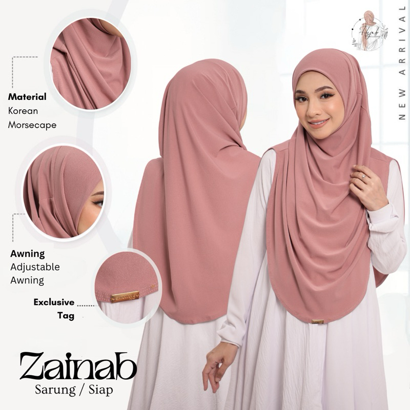 tudung sarung zainab || material moscrepe premium || free size